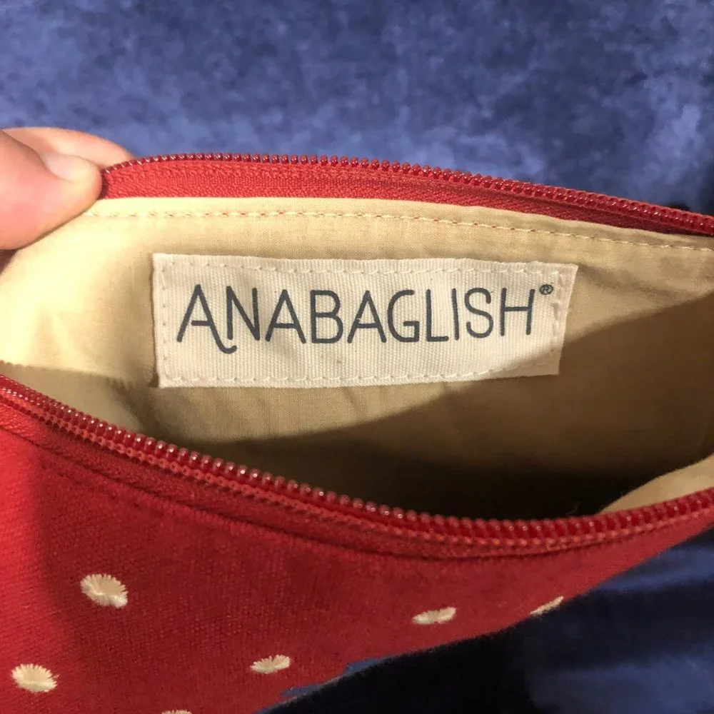 Anabaglish cosmetic pouch / case cotton / leather